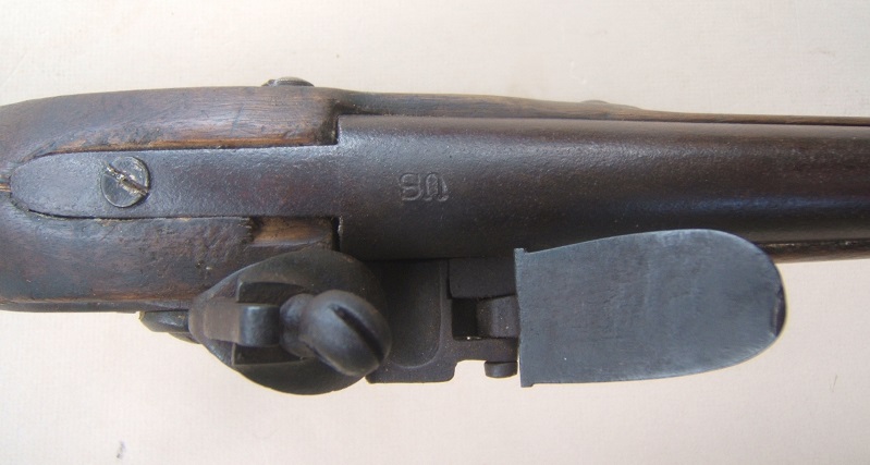 A VERY GOOD+ DOUBLE SURCHARGED REVOLUTIONARY WAR USED MODEL 1766/8 CHARLEVILLE MUSKET, ca. 1770 view 4