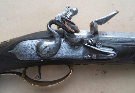 A VERY GOOD+/FINE & EARLY COLONIAL PERIOD (17TH CENTURY) GERMAN FLINTLOCK JAEGER RIFLE, by HECHENBERGER ca. 1690
 view 3