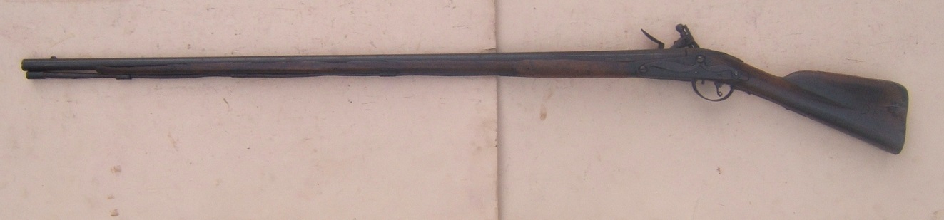 A VERY GOOD & SCARCE COLONIAL PERIOD AMERICAN FLINTLOCK MUSKET w/ SOLDIER/OWNER-CARVED INITIALS, ca. 1750 view 2