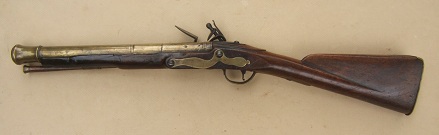 A VERY GOOD REVOLUTIONARY WAR PERIOD ENGLISH BRASS BARREL FLINTLOCK SEA SERVICE/NAVAL TYPE BLUNDERBUSS, ca. 1770 view 2