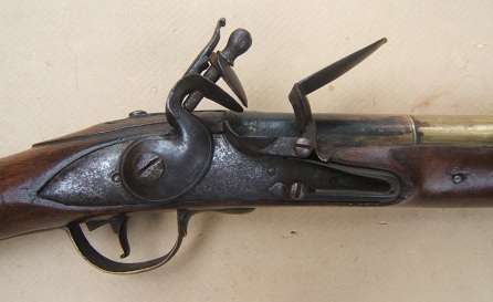 A VERY GOOD REVOLUTIONARY WAR PERIOD ENGLISH BRASS BARREL FLINTLOCK SEA SERVICE/NAVAL TYPE BLUNDERBUSS, ca. 1770 view 3