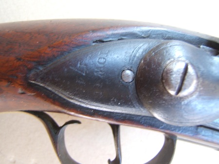 A VERY RARE AMERICAN REVOLUTIONARY WAR/COLONIAL PERIOD BRASS BARREL FLINTLOCK OFFICERS PISTOL, ca. 1770s view 4