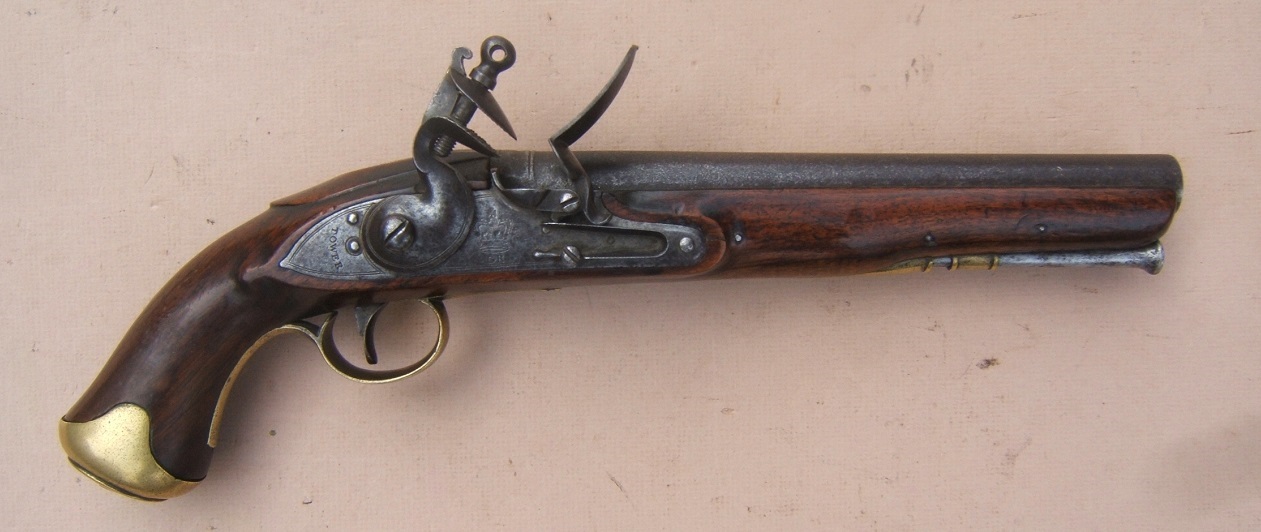 A VERY FINE NAPOLEONIC/WAR OF 1812 PERIOD ENGLISH PATTERN 1796 LIGHT DRAGOON FLINTLOCK PISTOL, ca. 1810 view 1