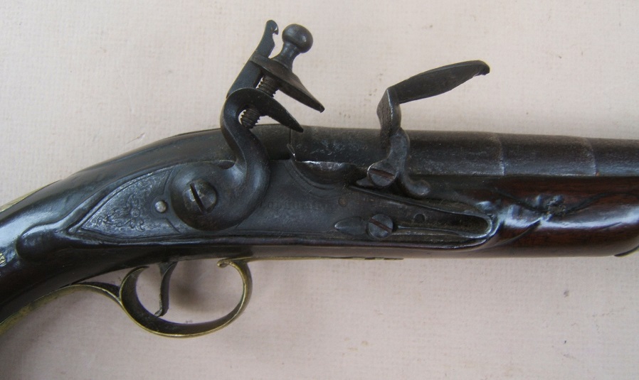 A FINE & UNTOUCHED EARLY GEORGIAN/FRENCH & INDIAN WAR PERIOD FLINTLOCK OFFICER'S PISTOL BY DAVID COLLUMBELL, ca. 1720 view 3