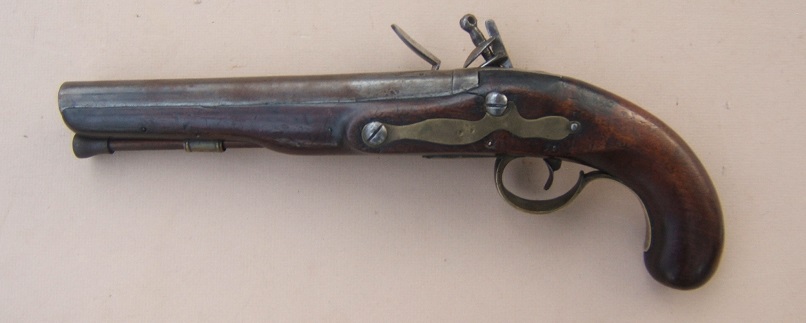 A VERY GOOD FEDERAL PERIOD AMERICAN FLINTLOCK SECONDARY-MARTIAL/TRADE PISTOL, ca. 1780-1820 view 2