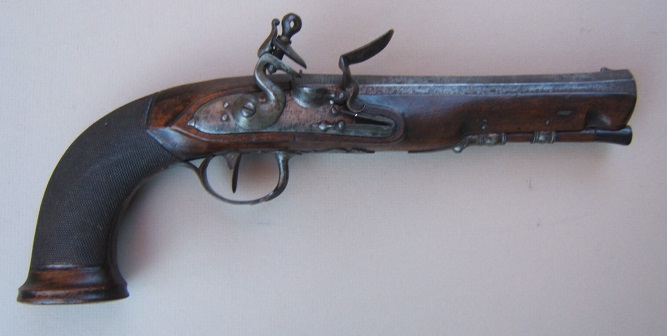 A FINE FRENCH EMPIRE/NAPOLEONIC PERIOD RIFLED FLINTLOCK OFFICER'S PISTOL, ca. 1810 view 1