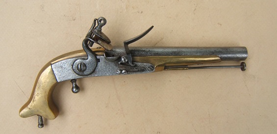 A VERY GOOD & SCARCE AMERICAN REVOLUTIONARY WAR PERIOD REGULATION-PATTERN SCOTTISH HIGHLAND ALL-METAL FLINTLOCK BELT PISTOL, by JOHN WATERS, ca. 1770s view 1