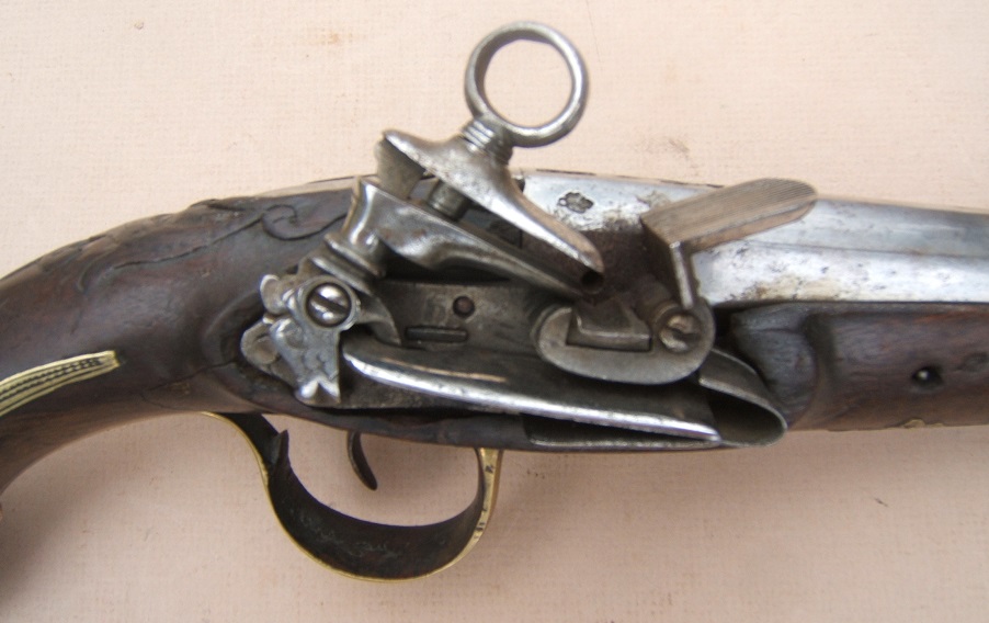 A MID-18th CENTURY SPANISH/SPANISH-COLONIAL MIQUELET OFFICERS LARGE/MUSKET-BORE BELT PISTOL, ca. 1770 view 5