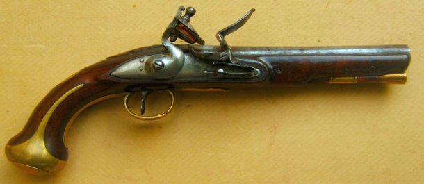 A FINE+ REVOLUTIONARY/WAR OF 1812 PERIOD FLINTLOCK OFFICER'S PISTOL BY TOW, ca. 1780s view 1