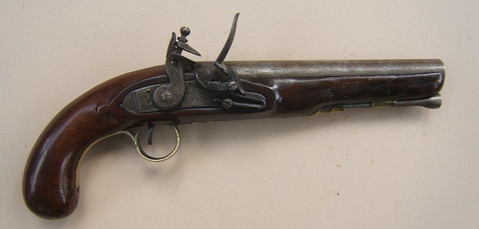 A GOOD+ WAR OF 1812/NAPOLEONIC PERIOD FLINTLOCK OFFICERS PISTOL BY TWIGG, ca. 1790 view 1