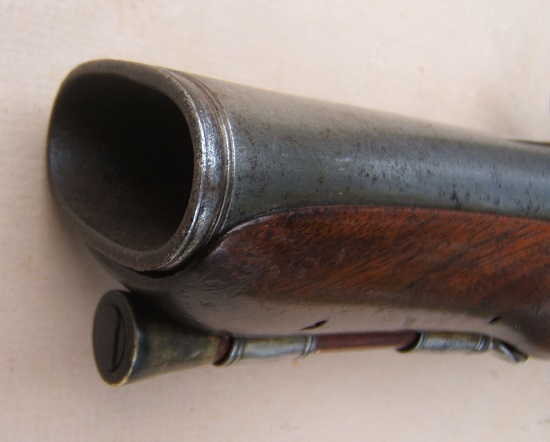 A FINE IRON ELLIPTICAL BARREL BLUNDERBUSS PISTOL, BY LAMBERT w/ M. B. WALSH INSCRIPTION, ca. 1800 view 6