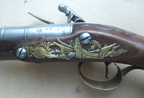 A FINE PAIR OF FRENCH & INDIAN/AMERICAN REVOLUTIONARY WAR PERIOD ENGLISH FLINTLOCK OFFICER'S PISTOLS by 