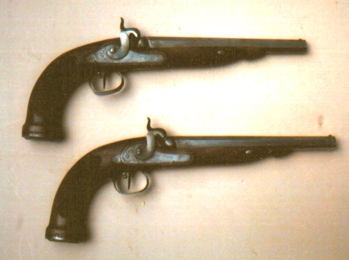 A FINE+ PAIR OF GERMAN PERCUSSION DUELLING/TARGET PISTOLS, by JACOB KUCHENREUTER, ca. 1840s view 1