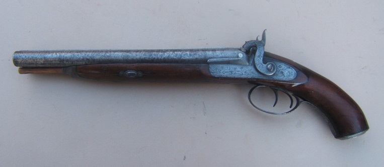 AN IMPRESSIVE & SCARCE AMERICAN WESTERN EXPANSION PERIOD DOUBLE BARREL PERCUSSION COACHING-GUN, by PERKINS, ca. 1850s