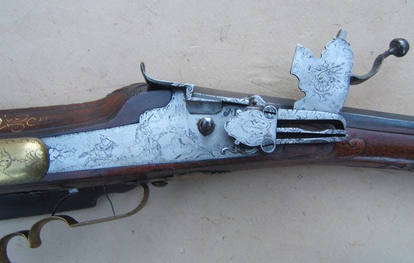 A VERY FINE QUALITY LATE 17TH CENTURY GERMAN WHEELOCK HUNTING/SPORTING RIFLE by M. SIPOVIZ IN AUG, ca. 1690 view 3