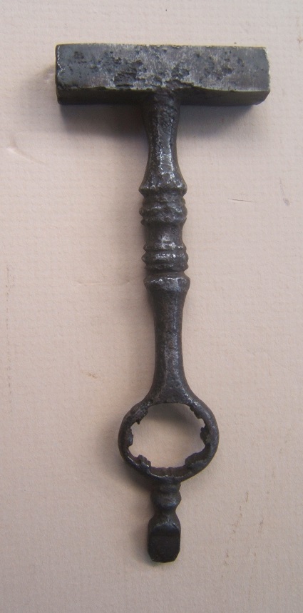A SCARCE 16th/17TH CENTURY GERMAN COMBINATION WHEELOCK SPANNER, BARREL-WRENCH & SCREWDRIVER, ca. 1600 view 1