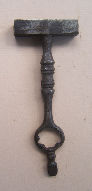 A SCARCE 16th/17TH CENTURY GERMAN COMBINATION WHEELOCK SPANNER, BARREL-WRENCH & SCREWDRIVER, ca. 1600 view 2