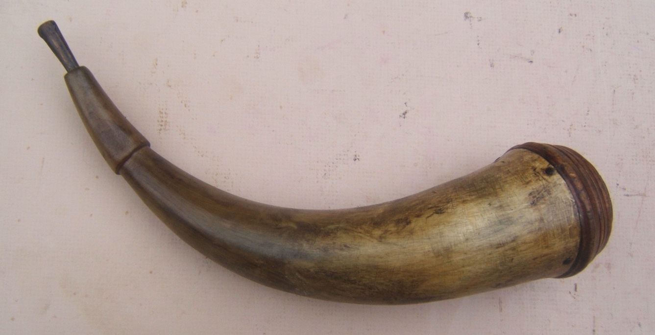  A FINE COLONIAL/AMERICAN REVOLUTIONARY WAR PERIOD AMERICAN POWDER HORN w/ FINELY TURNED CONVEX BASE, ca. 1750-1770 view 2