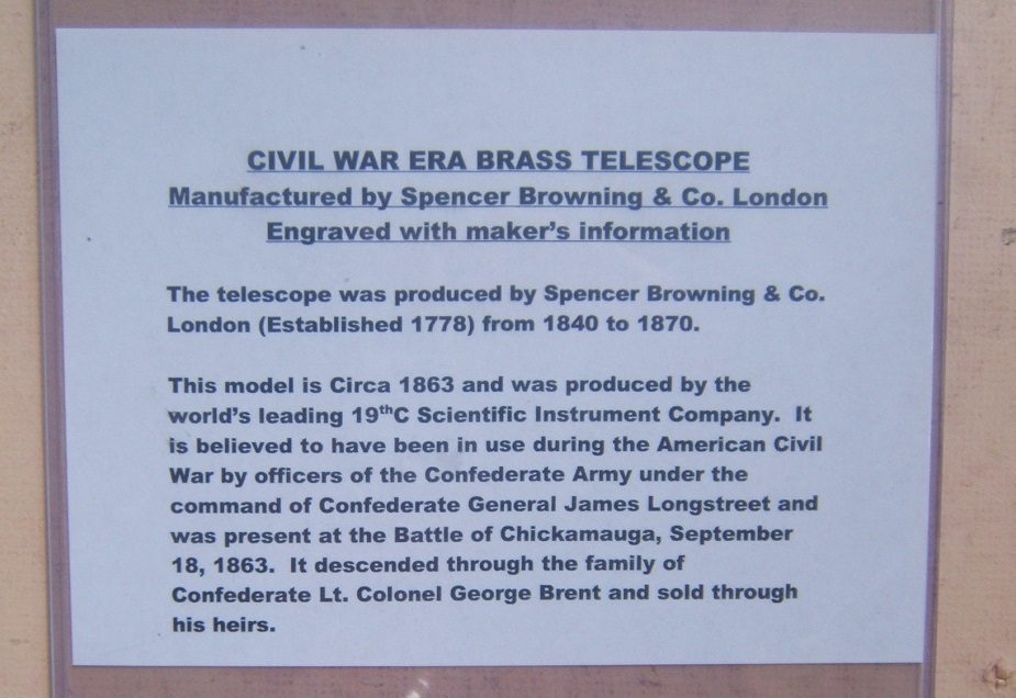 A RARE & HISTORIC AMERICAN CIVIL WAR USED BRASS TELESCOPE CARRIED BY 