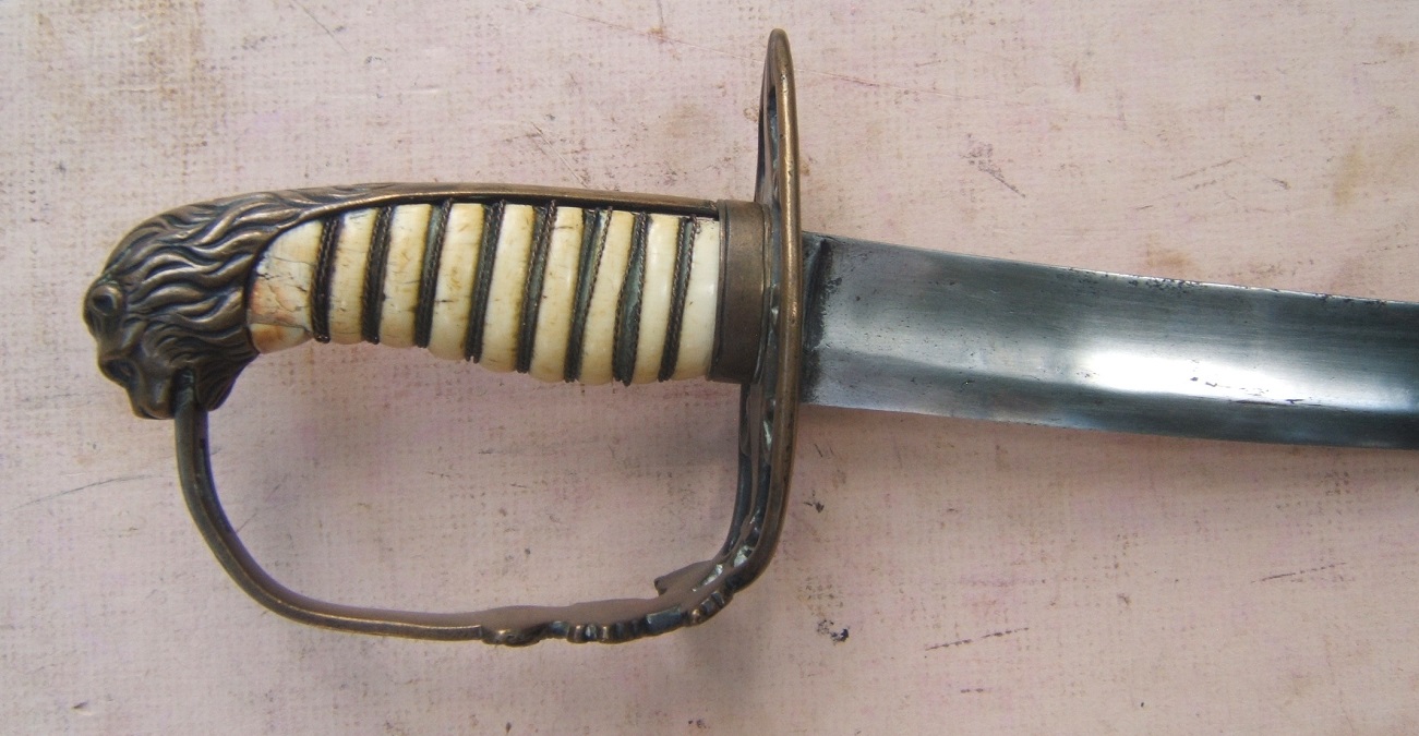 A VERY GOOD WAR OF 1812/NAPOLEONIC PERIOD ENGLISH/EUROPEAN LION HEAD OFFICER�S SWORD & SCABBARD, ca. 1810 view 4