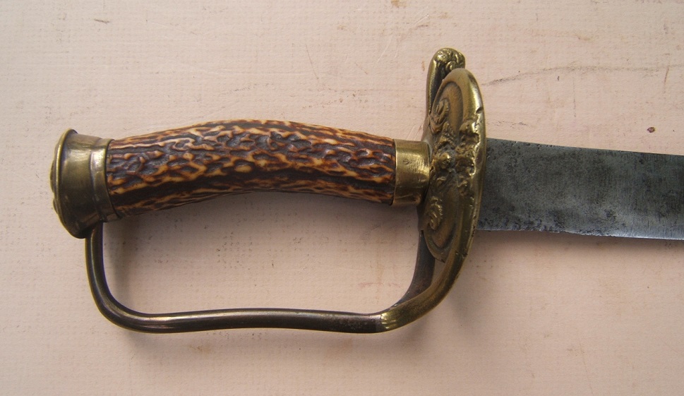 A FINE & EARLY COLONIAL PERIOD ENGLISH CUTLASS w/ EMBOSSED 