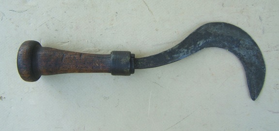 A FINE EUROPEAN-MADE COLONIAL/REVOLUTIONARY WAR PERIOD FASCINE KNIFE WITH WOOD GRIP, a. 1760-1800 view 1