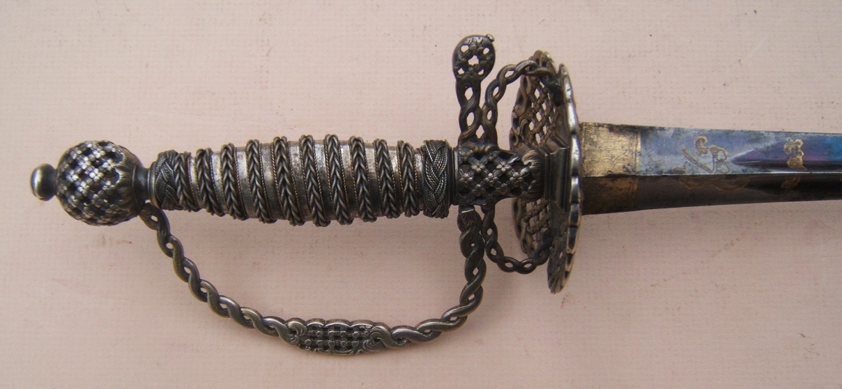 AN EXCELLENT/MUSEUM GRADE FRENCH & INDIAN WAR PERIOD FRENCH SILVER HILT OFFICER'S SMALL SWORD, ca. 1750 view 4