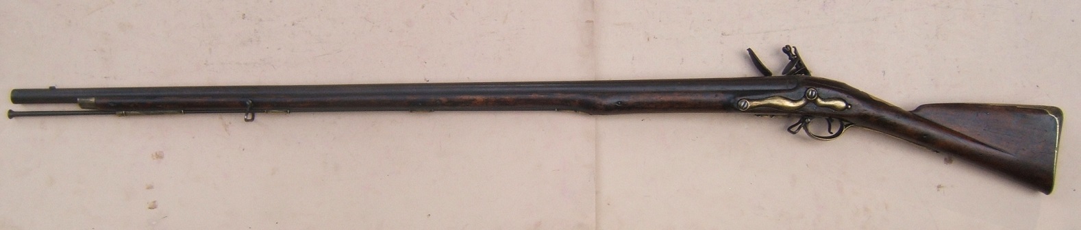 AN EXTREMELY RARE & DESIRABLE BATTLES of LEXINGTON & CONCORD, BUNKER HILL & MONMOUTH REGIMENTALLY MARKED (BRITISH 10th REGT. of FOOT) & (LIKELY AMERICAN CAPTURED/USED?) FIRSTMODEL/LONGLAND PATTERN 1756 BROWN BESS MUSKET, ca. 1765 view 2