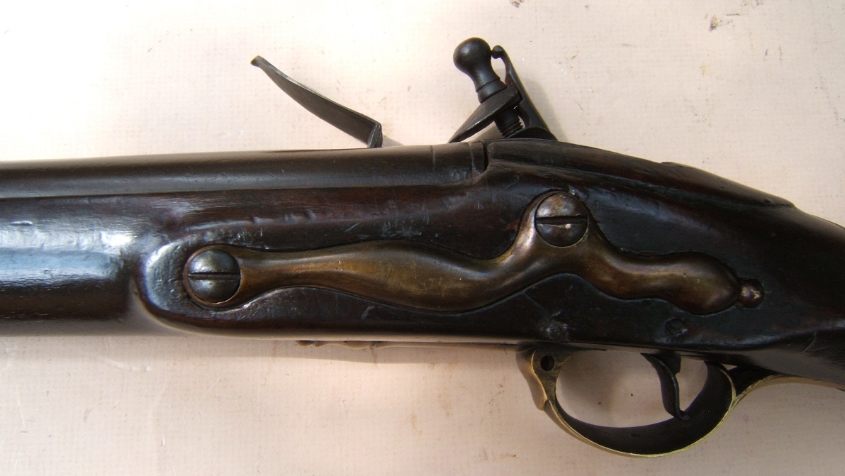 A VERY RARE FRENCH & INDIAN WAR/AMERICAN REVOLUTIONARY WAR PERIOD AMERICAN-CAPTURED/USED REGIMENTALLY MARKED (43RD REGT. OF FOOT) PATTERN 1742 FIRST MODEL/LONGLAND BROWN BESS MUSKET, ca. 1745 view 5