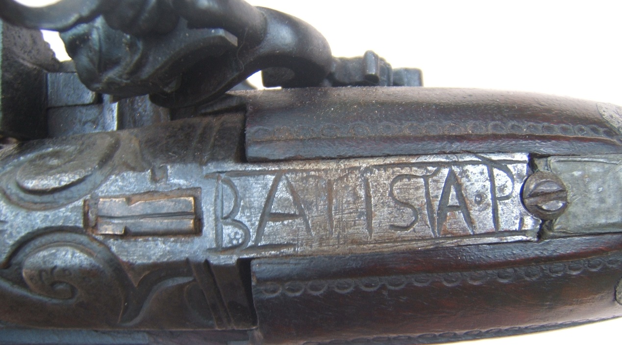 A RARE & UNUSUAL NEAPOLITAN MIQUELET MUSKETOON w/ CARVED STOCK & CHISELED BARREL, by 