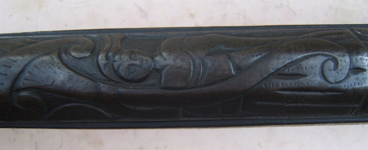 A RARE & UNUSUAL NEAPOLITAN MIQUELET MUSKETOON w/ CARVED STOCK & CHISELED BARREL, by 