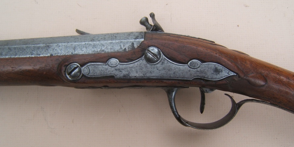 A VERY FINE QUALITY & RARE FRENCH ROCOCO CHILD’S FLINTLOCK FOWLER w/ OWNER EMBOSSED/BRANDED STOCK, ca. 1750 view 4