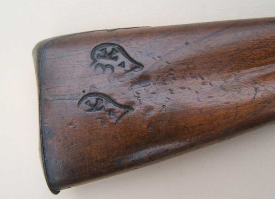 A VERY FINE QUALITY & RARE FRENCH ROCOCO CHILD’S FLINTLOCK FOWLER w/ OWNER EMBOSSED/BRANDED STOCK, ca. 1750 view 5