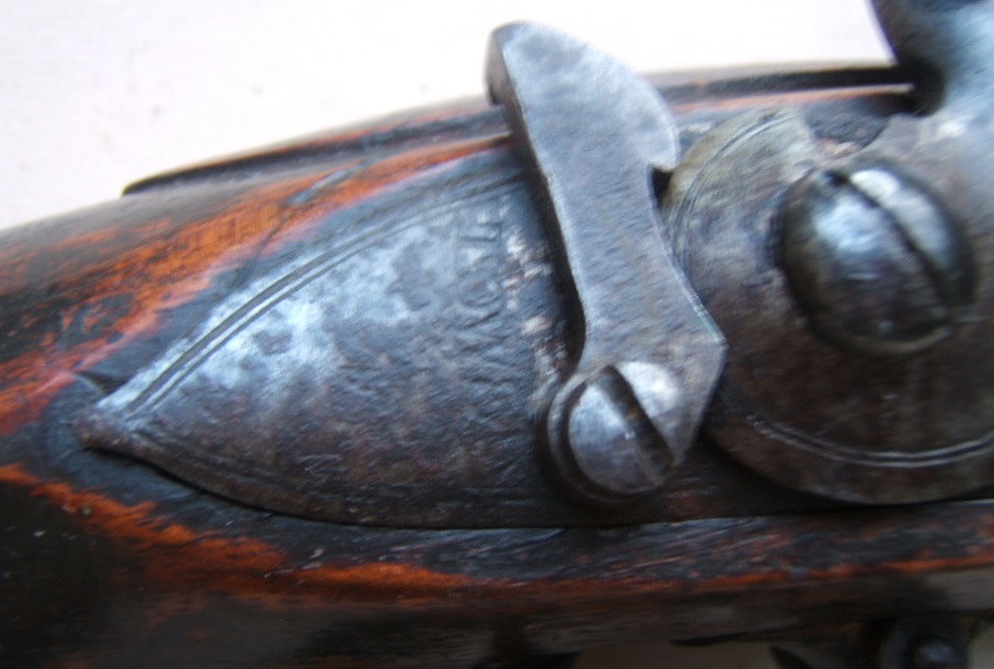 A VERY GOOD WAR OF 1812/NAPOLEANIC WAR PERIOD UNIT MARKED ENGLISH LARGE/MUSKET-BORE (.75 cal.) CARBINE w/ EXPERIMENTAL? DOGLOCK REAR SAFETY, ca. 1800 view 4