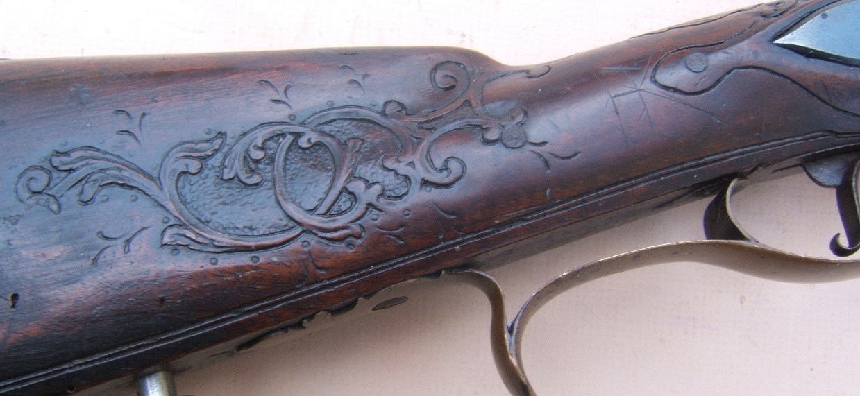 A VERY RARE REVOLUTIONARY WAR PERIOD MID-18th CENTURY GERMANIC FLINTLOCK OFFICER'S-GRADE GRENADE-LAUNCHER, ca. 1760 view 8