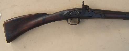  A VERY GOOD PERCUSSION CONVERTED FRENCH & INDIAN/REVOLUTIONARY WAR PERIOD AMERICAN-MADE/NEW ENGLAND MUSKET-BORE CARBINE/FOWLER, ca. 1750 (Ex. WILLIAM GUTHMAN COLLECTION?) view 1