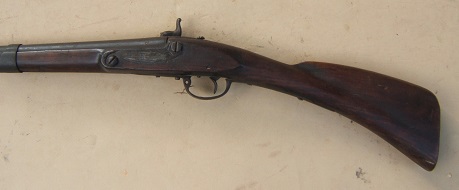 A VERY GOOD PERCUSSION CONVERTED FRENCH & INDIAN/REVOLUTIONARY WAR PERIOD AMERICAN-MADE/NEW ENGLAND MUSKET-BORE CARBINE/FOWLER, ca. 1750 (Ex. WILLIAM GUTHMAN COLLECTION?) view 2