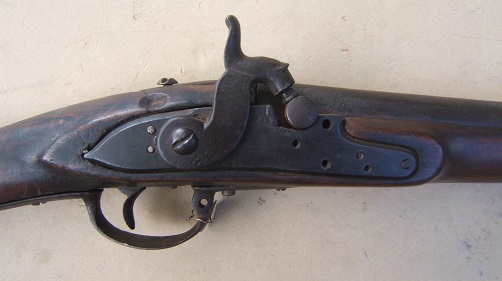 A VERY GOOD PERCUSSION CONVERTED FRENCH & INDIAN/REVOLUTIONARY WAR PERIOD AMERICAN-MADE/NEW ENGLAND MUSKET-BORE CARBINE/FOWLER, ca. 1750 (Ex. WILLIAM GUTHMAN COLLECTION?) view 3