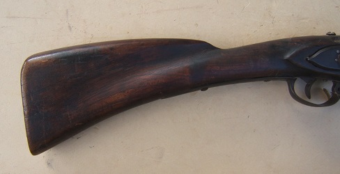 A VERY GOOD PERCUSSION CONVERTED FRENCH & INDIAN/REVOLUTIONARY WAR PERIOD AMERICAN-MADE/NEW ENGLAND MUSKET-BORE CARBINE/FOWLER, ca. 1750 (Ex. WILLIAM GUTHMAN COLLECTION?)view 5