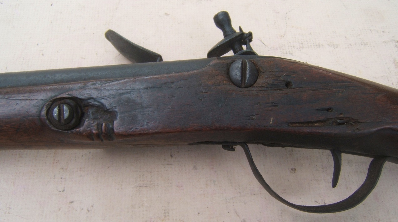 A RARE COLONIAL/AMERICAN REVOLUTIONARY WAR PERIOD AMERICAN UNIT-MARKED/SOLDIER INITIALED CAVALRY CARBINE, ca. 1760 view 4