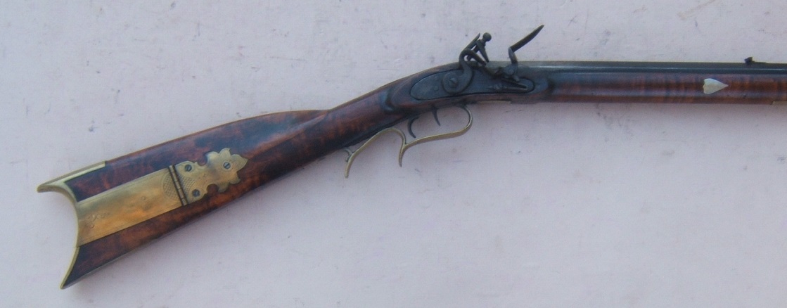 A VERY GOOD & RARE WESTERN PENNSYLVANIA/KENTUCKY FLINTLOCK SQUIRREL-RIFLE,  ca. 1825 view 7