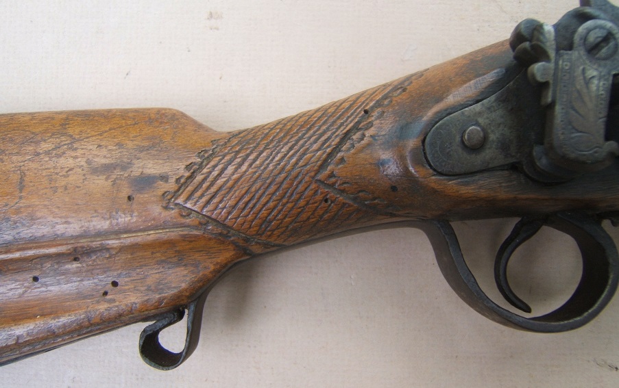 AN UNUSUAL SPANISH/SPANISH-COLONIAL (PERCUSSION-CONVERTED) MIQUELET CAVALRY-TYPE CARBINE (TERCEROLA), ca. 1770/1840 view 6