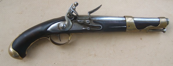 A FINE AMERICAN-USED REVOLUTIONARY WAR PERIOD UNIT MARKED FRENCH MODEL 1763/66 FLINTLOCK PISTOL, Dtd. 17(75)view 1