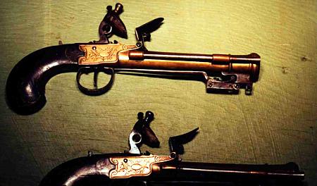 Continental Box Lock Blunderbuss Pistols view 2