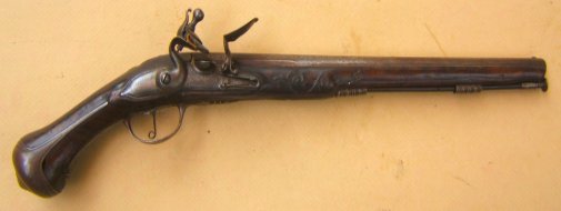 A VERY GOOD+ UNTOUCHED EARLY 18TH CENTURY FRENCH FLINTLOCK HOLSTER PISTOL, ca. 1710s view 1