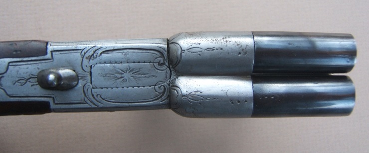 AN EXTREMELY RARE & UNUSUAL FOUR BARREL ENGLISH TAP-ACTION FLINTLOCK PISTOL, ca. 1790 view 5