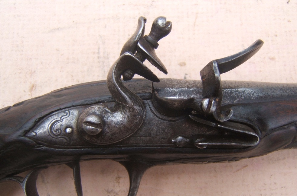 A VERY GOOD FRENCH & INDIAN/AMERICAN REVOLUTIONARY WAR PERIOD FRENCH FLINTLOCK GREATCOAT PISTOL, ca. 1750-1770 view 3