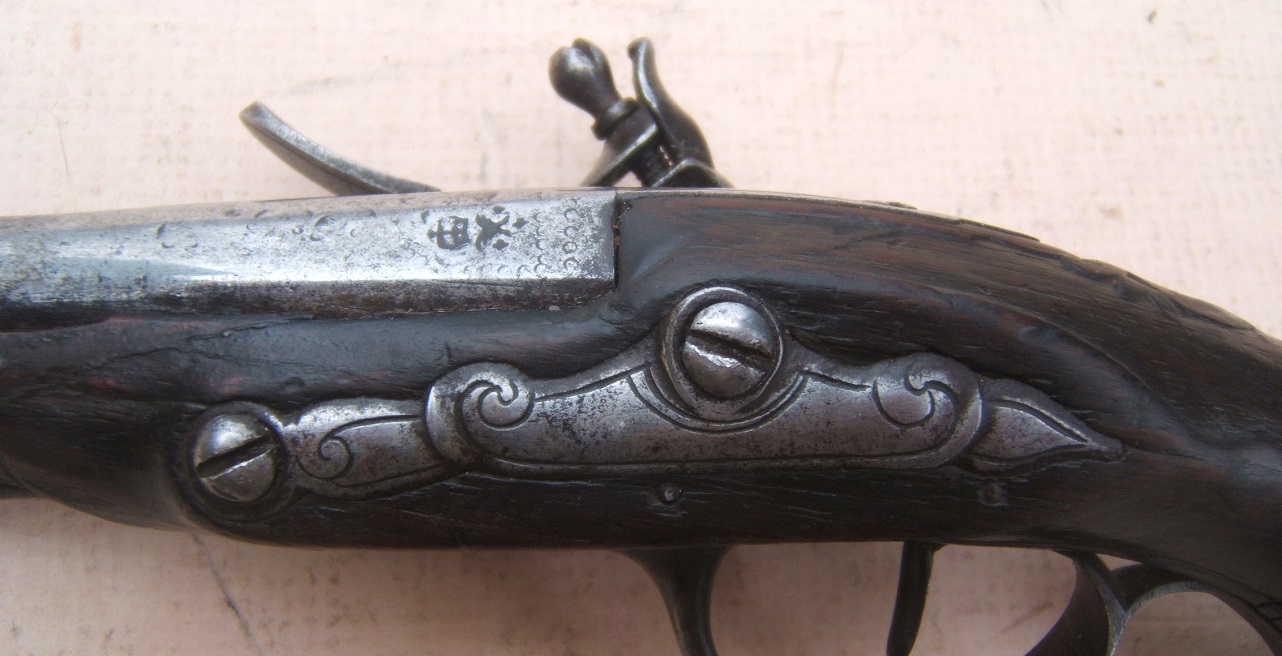 A VERY GOOD FRENCH & INDIAN/AMERICAN REVOLUTIONARY WAR PERIOD FRENCH FLINTLOCK GREATCOAT PISTOL, ca. 1750-1770 view 4