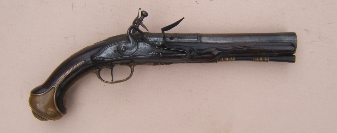 A VERY FINE LARGE-SIZE EARLY COLONIAL PERIOD ENGLISH BLUNDERBUSS PISTOL, BY 