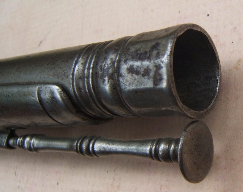 A VERY FINE & RARE AMERICAN REVOLUTIONARY WAR PERIOD ROYAL HIGHLAND REGIMENTALLY MARKED REGULATION-PATTERN �SCOTTISH� HIGHLAND ALL-STEEL FLINTLOCK OFFICER'S-GRADE BELT PISTOL, of 